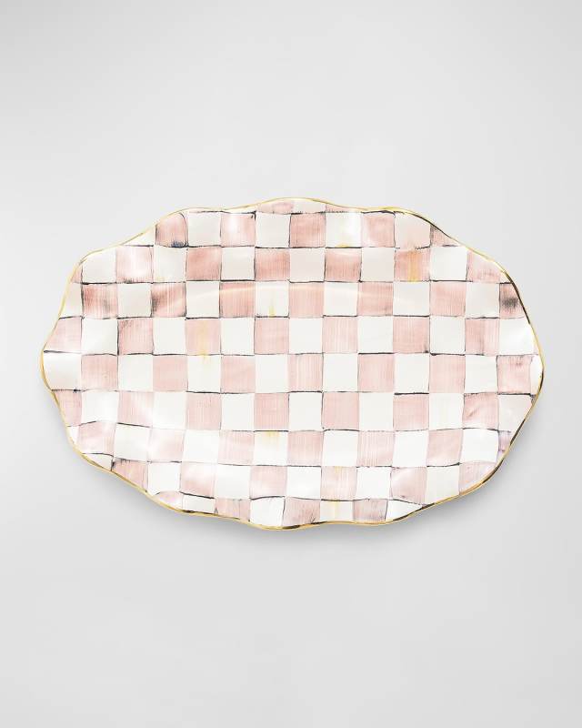 Rosy Check Ceramic Serving Platter